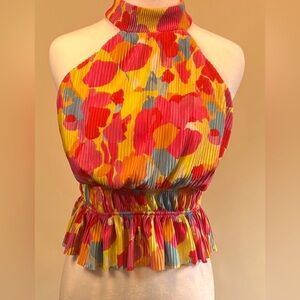 Turtle neck Vibrant Multicolor Halter Top Bershka size L
